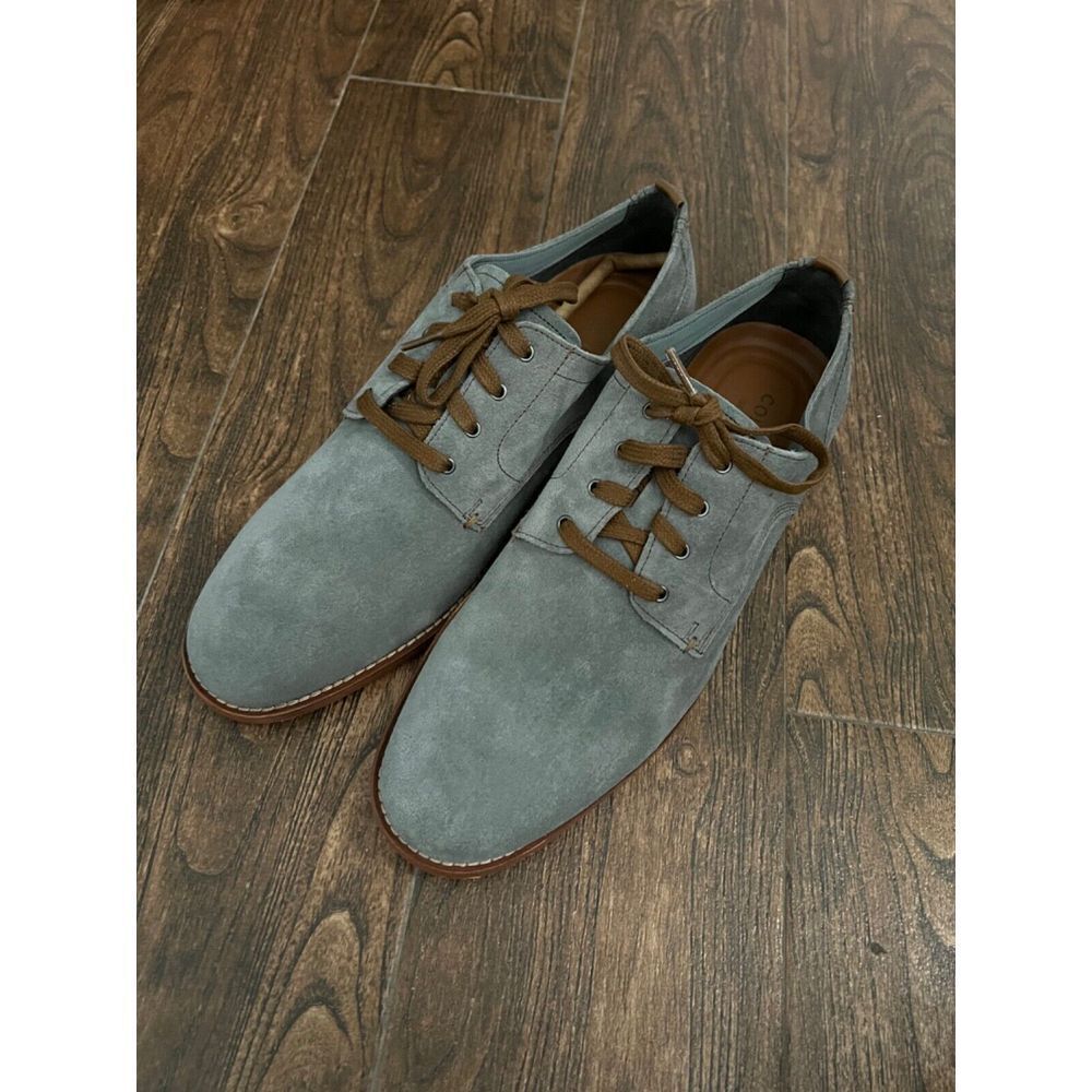 COLE HAAN MENS FEATHERCRAFT GRAND BLUCHER GRAY SUEDE OX OXFORD DRESS SHOES 10M